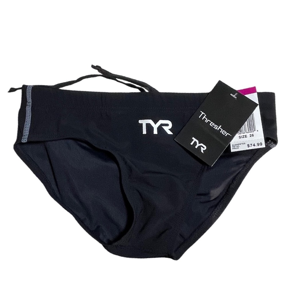 TYR Thresher Mens Swim Brief Black Size 26 FINA Approved Racing Suit TYRPH01R